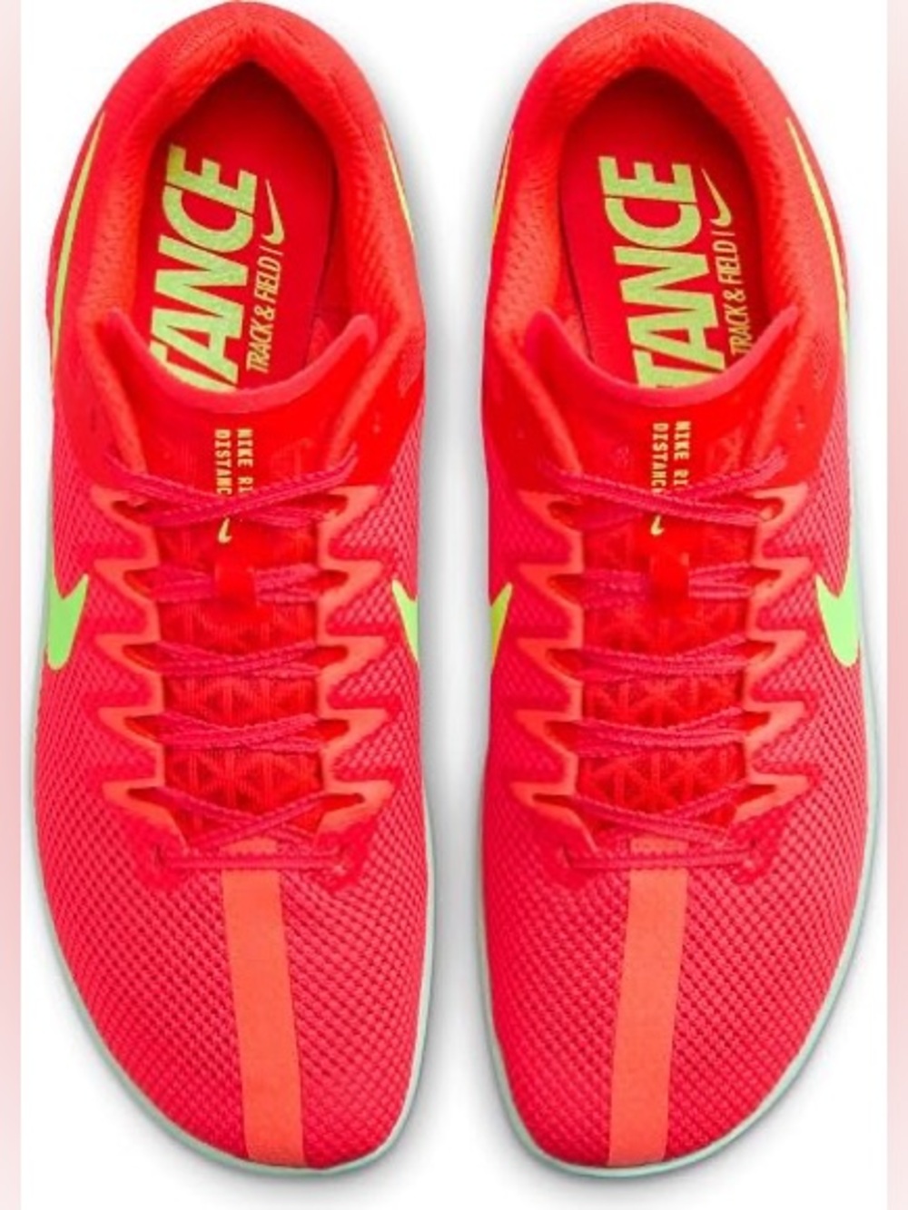 Nike Men’s Bright Red Athletic Shoes with Lime Swoosh